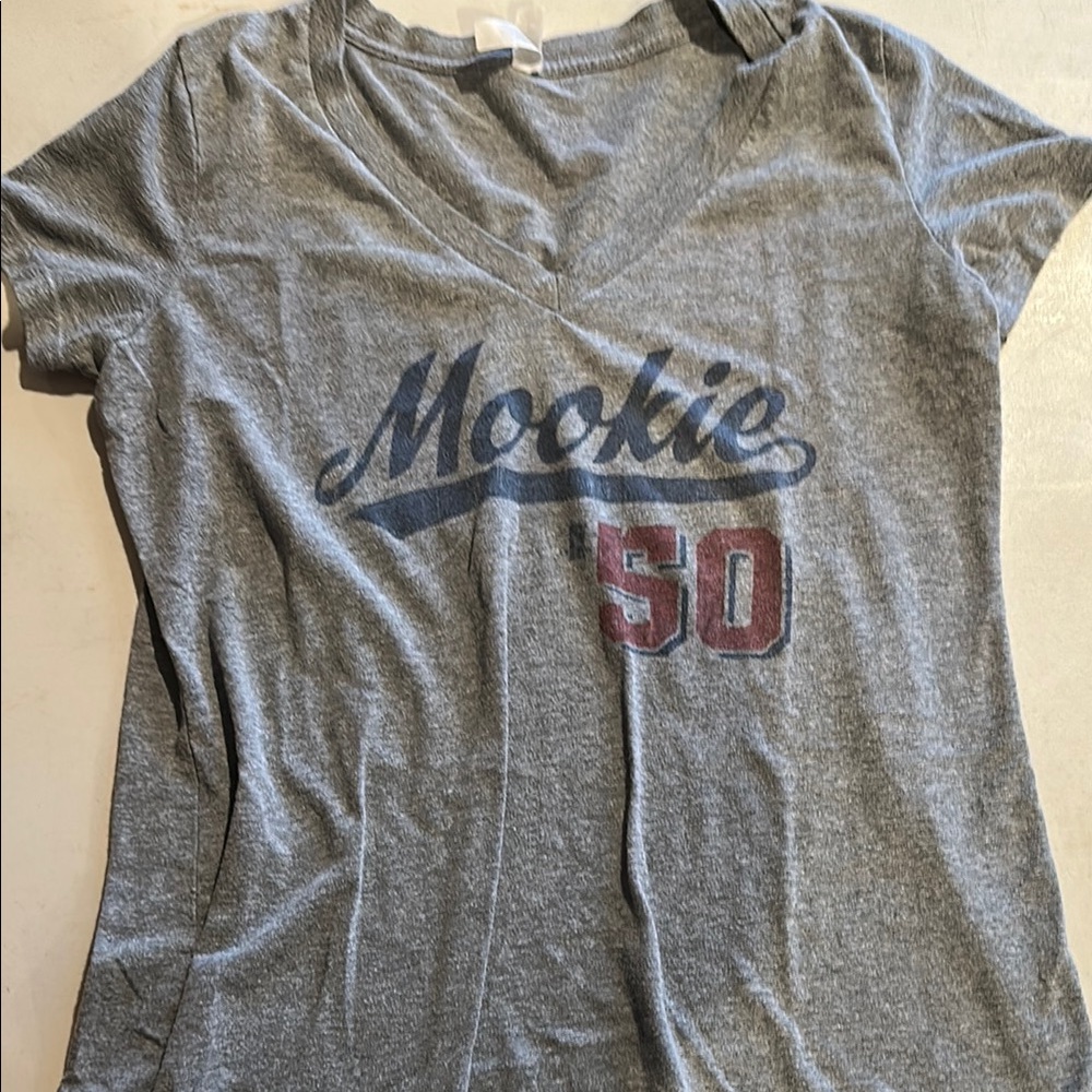 Gray Graphic V-Neck Women's Top